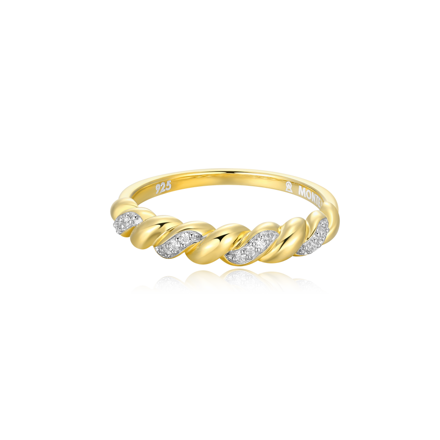 Twist Stackable Ring in 14K Yellow Gold-Plated Sterling Silver | M by Monte Luna