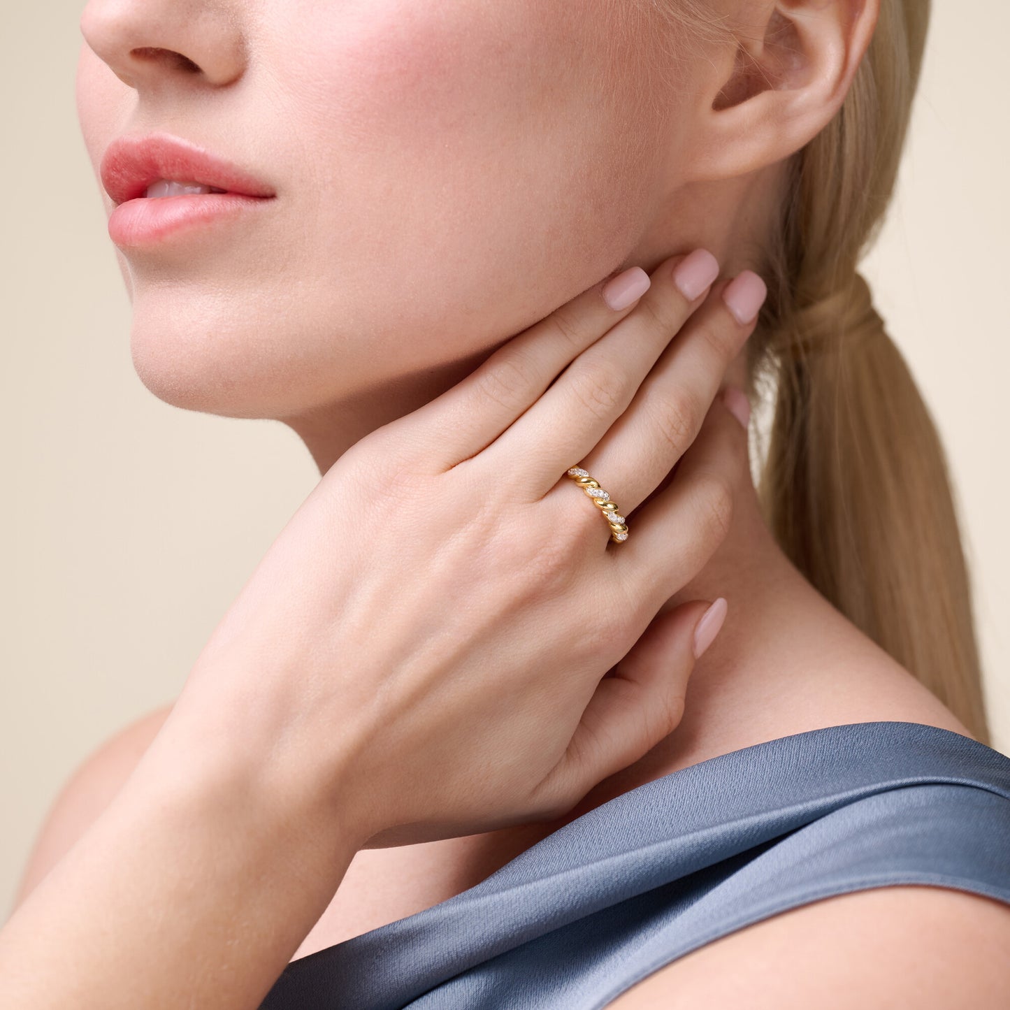 Twist Stackable Ring in 14K Yellow Gold-Plated Sterling Silver | M by Monte Luna