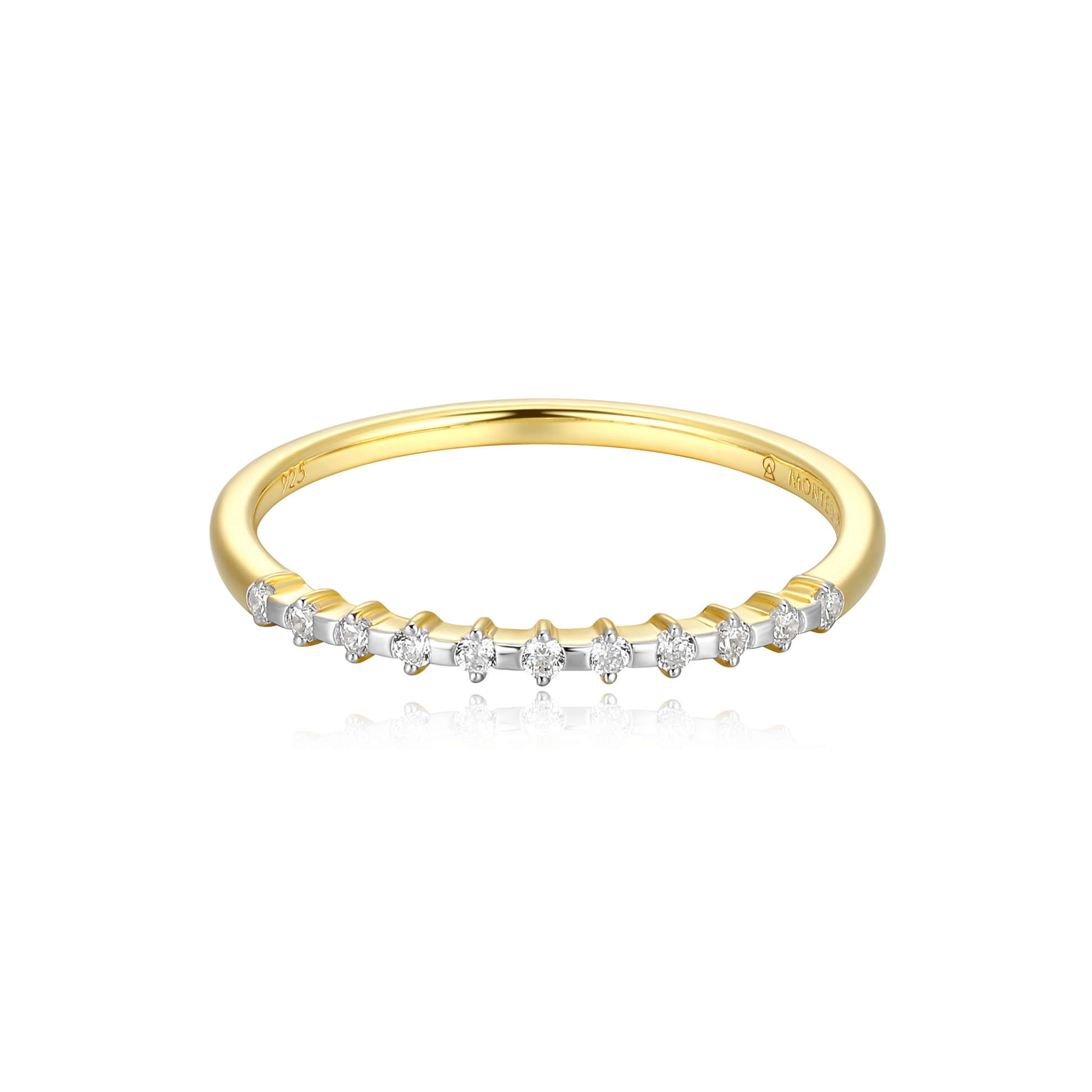 Lab-Created Diamond Stackable Ring in 14K Yellow Gold-Plated Sterling Silver | M by Monte Luna