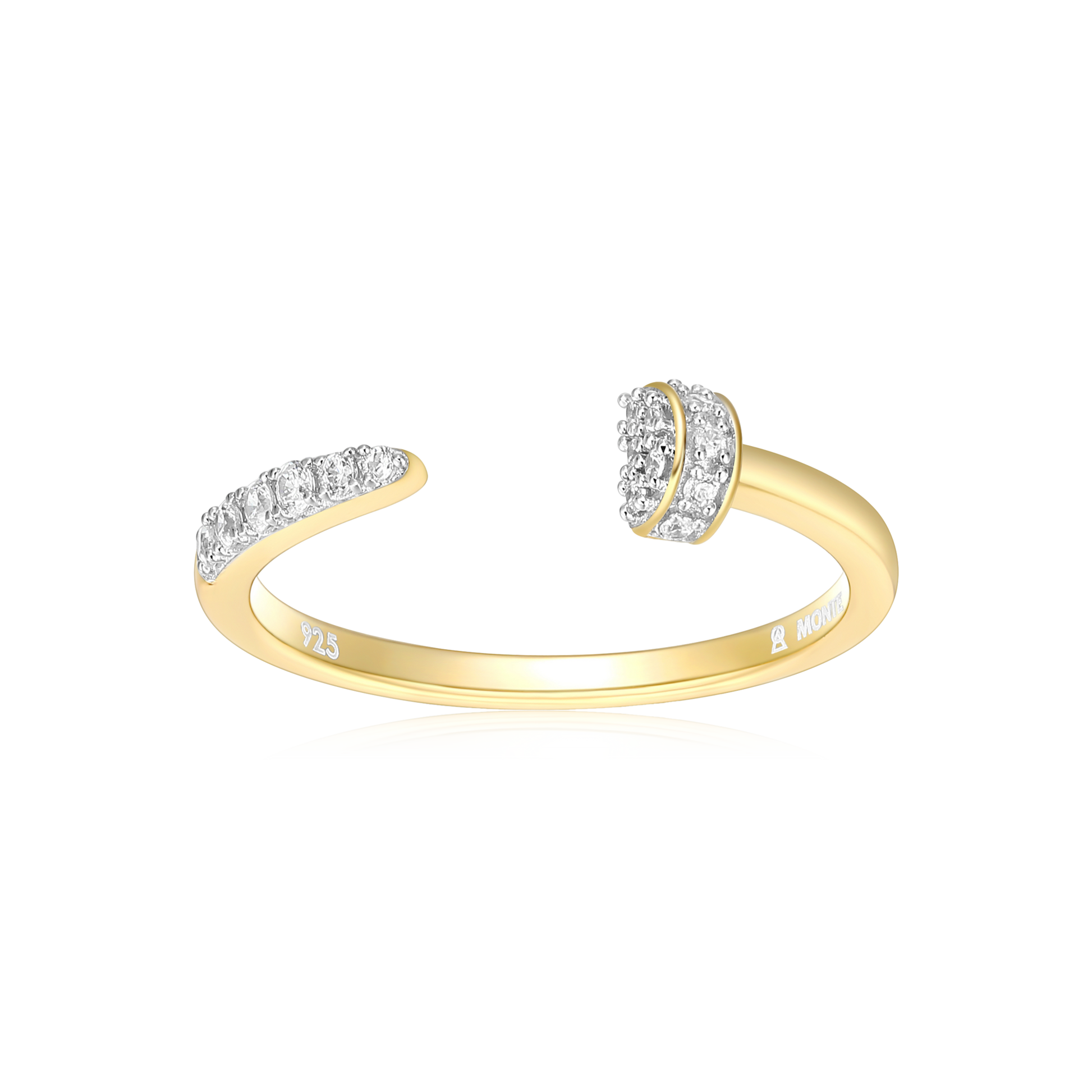 Nail Bypass Ring in 14K Yellow Gold-Plated Sterling Silver | M by Monte Luna