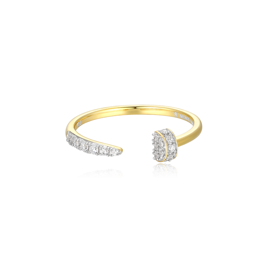 Nail Bypass Ring in 14K Yellow Gold-Plated Sterling Silver | M by Monte Luna