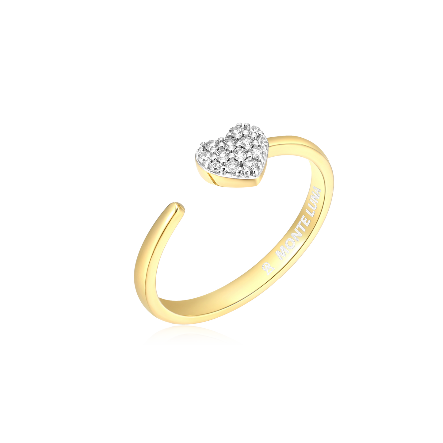 Mini-Heart Bypass Ring in 14K Yellow Gold-Plated Sterling Silver | M by Monte Luna