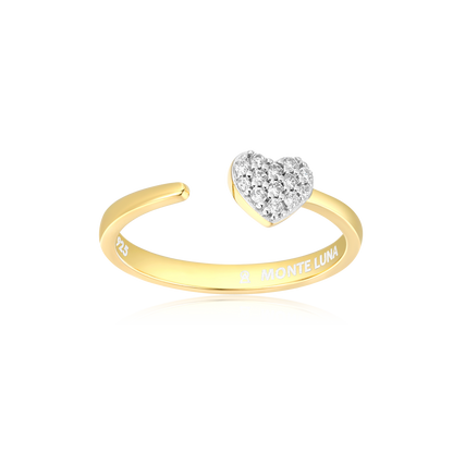 Mini-Heart Bypass Ring in 14K Yellow Gold-Plated Sterling Silver | M by Monte Luna