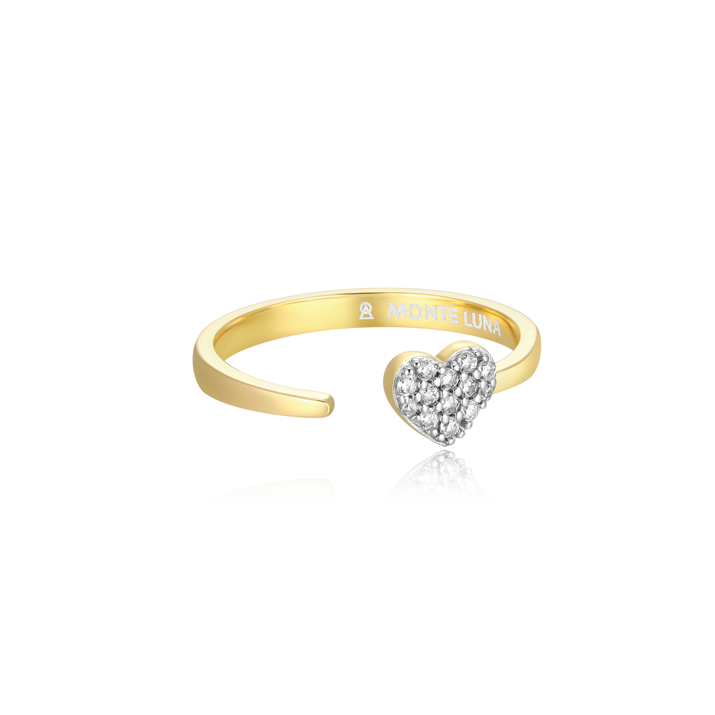 Mini-Heart Bypass Ring in 14K Yellow Gold-Plated Sterling Silver | M by Monte Luna