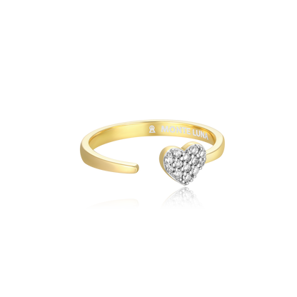 Mini-Heart Bypass Ring in 14K Yellow Gold-Plated Sterling Silver | M by Monte Luna