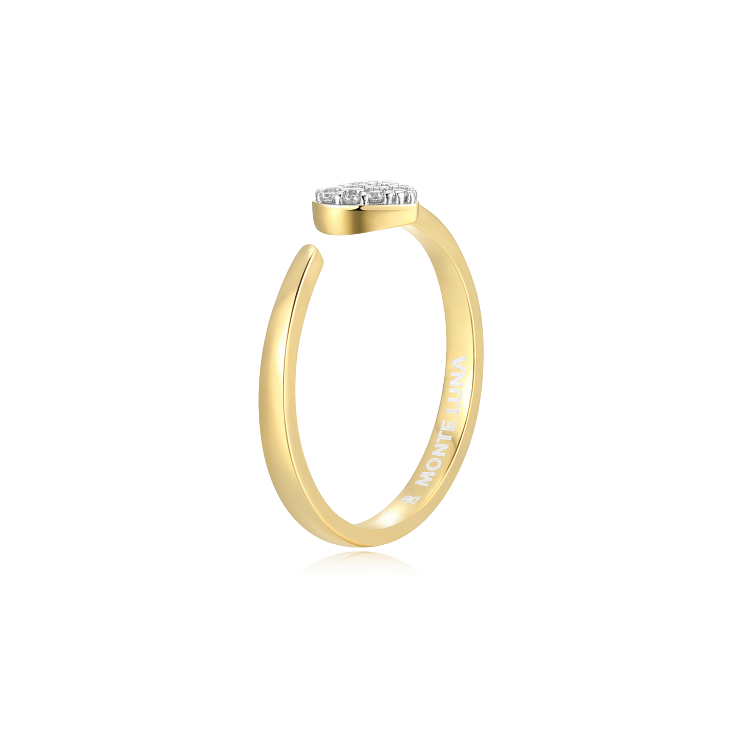 Mini-Heart Bypass Ring in 14K Yellow Gold-Plated Sterling Silver | M by Monte Luna