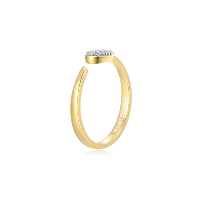 Mini-Heart Bypass Ring in 14K Yellow Gold-Plated Sterling Silver | M by Monte Luna