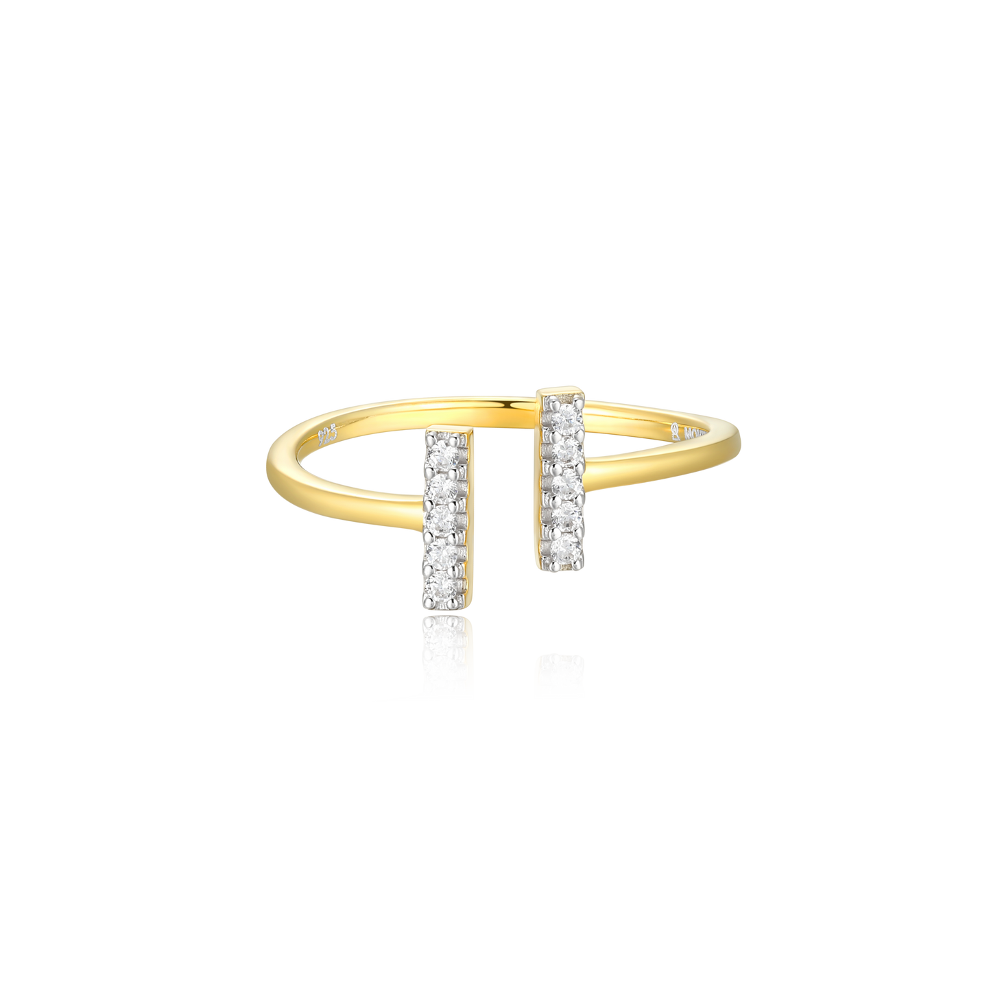 Parallel Bars Open Ring in 14K Yellow Gold-Plated Sterling Silver | M by Monte Luna