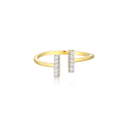 Parallel Bars Open Ring in 14K Yellow Gold-Plated Sterling Silver | M by Monte Luna