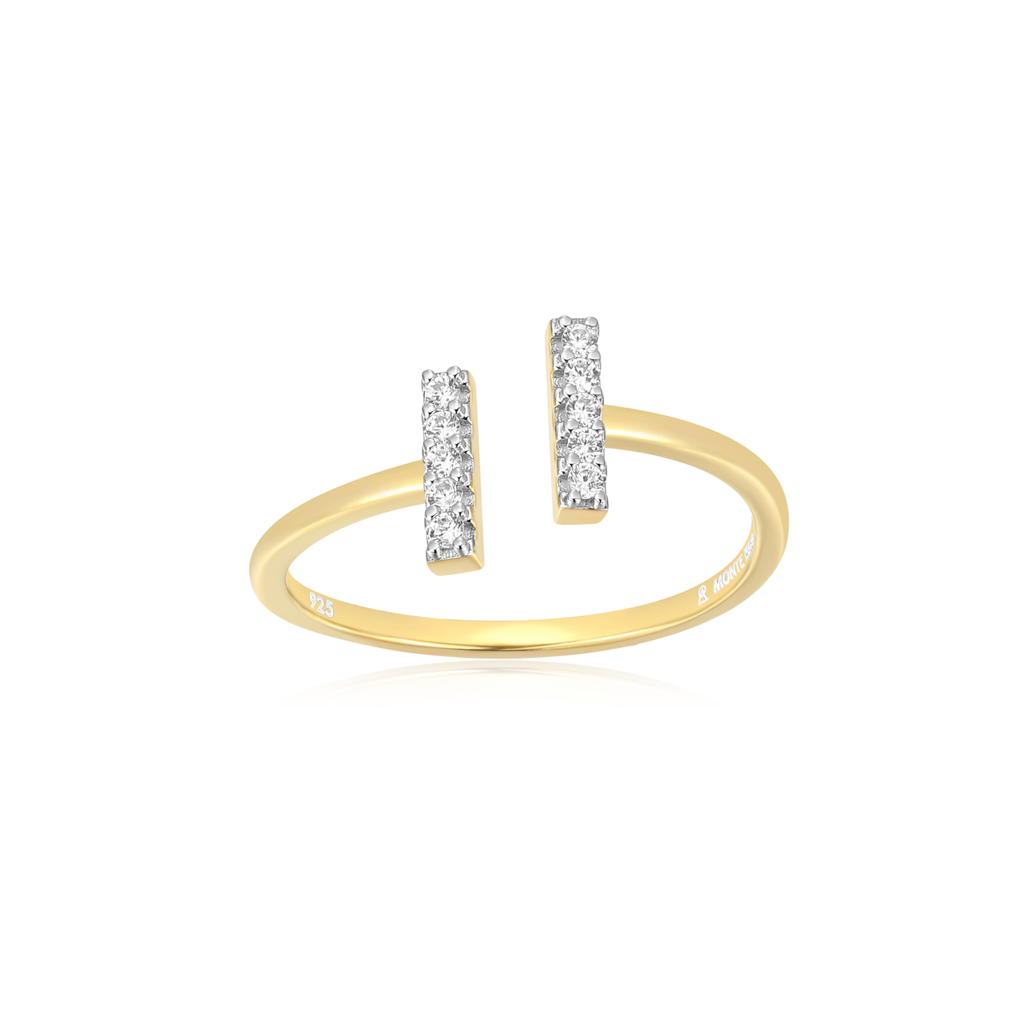 Parallel Bars Open Ring in 14K Yellow Gold-Plated Sterling Silver | M by Monte Luna