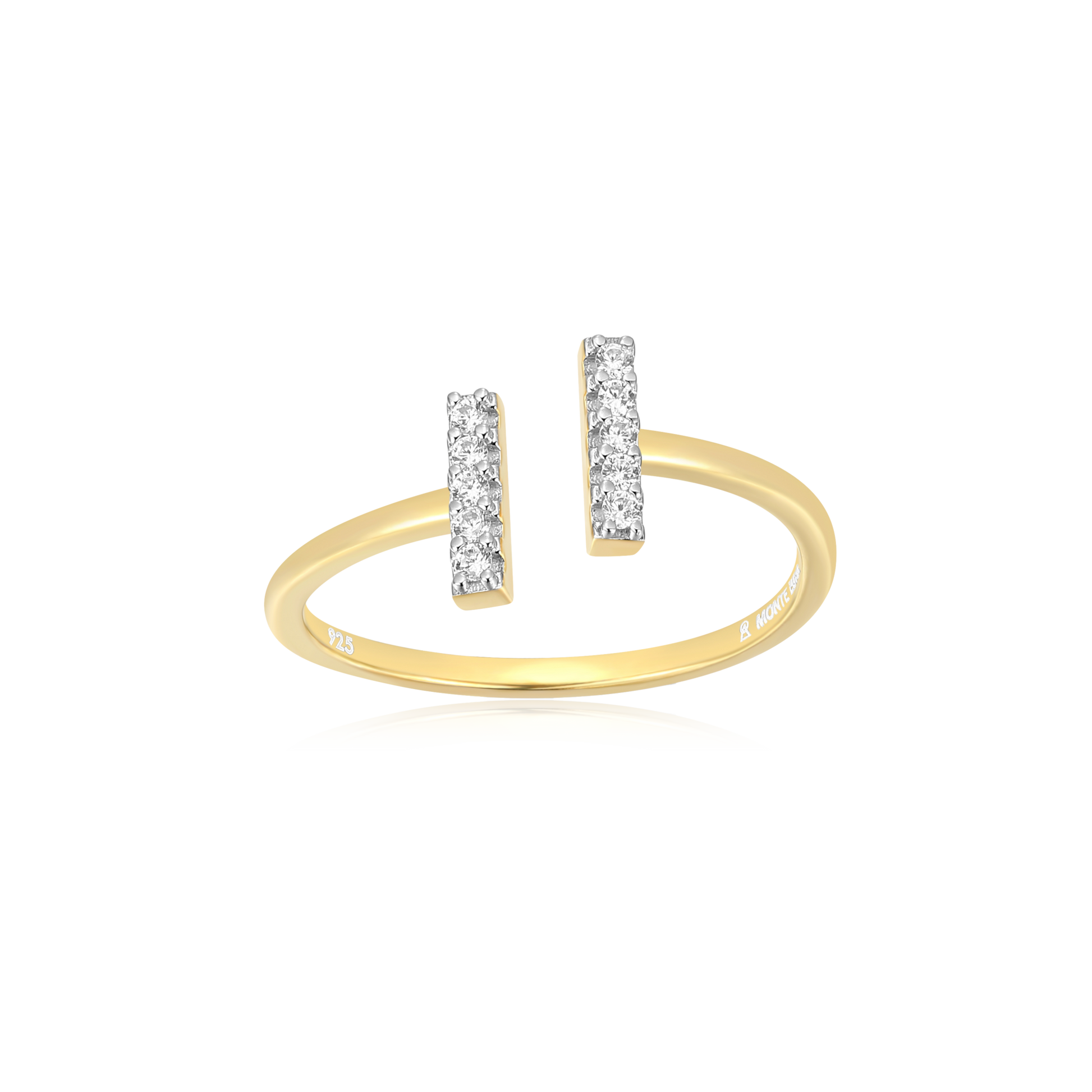 Parallel Bars Open Ring in 14K Yellow Gold-Plated Sterling Silver | M by Monte Luna