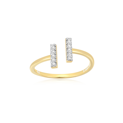 Parallel Bars Open Ring in 14K Yellow Gold-Plated Sterling Silver | M by Monte Luna