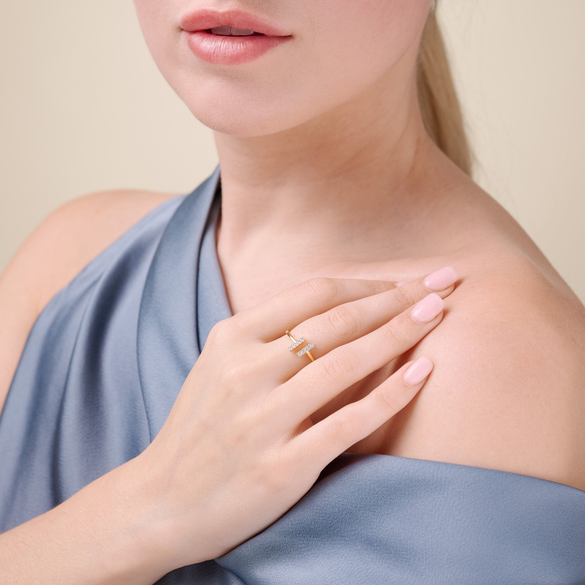 Parallel Bars Open Ring in 14K Yellow Gold-Plated Sterling Silver | M by Monte Luna