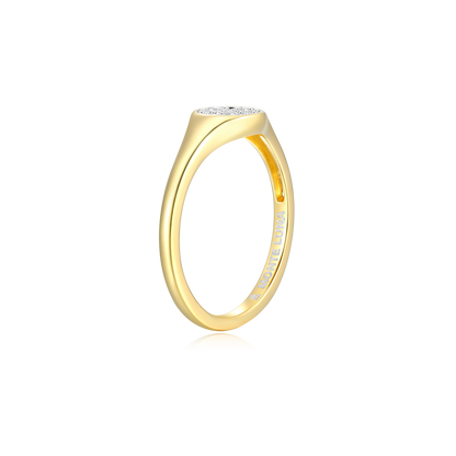 Lab-Created Diamond Pave Circle Signet Ring in 14K Yellow Gold-Plated Sterling Silver | M by Monte Luna