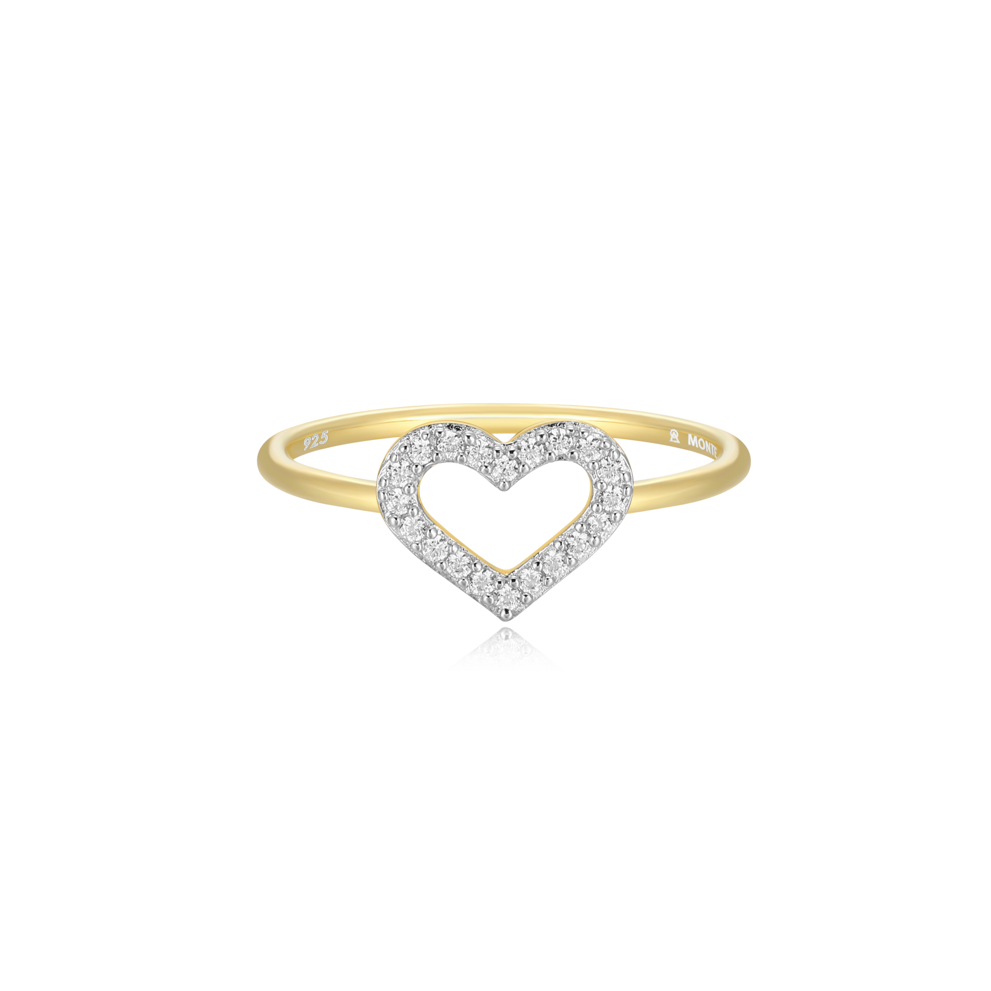 Open Heart Stackable Ring in 14K Yellow Gold-Plated Sterling Silver | M by Monte Luna