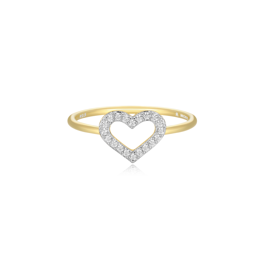 Open Heart Stackable Ring in 14K Yellow Gold-Plated Sterling Silver | M by Monte Luna