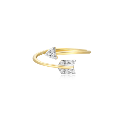Arrow Bypass Ring in 14K Yellow Gold-Plated Sterling Silver | M by Monte Luna