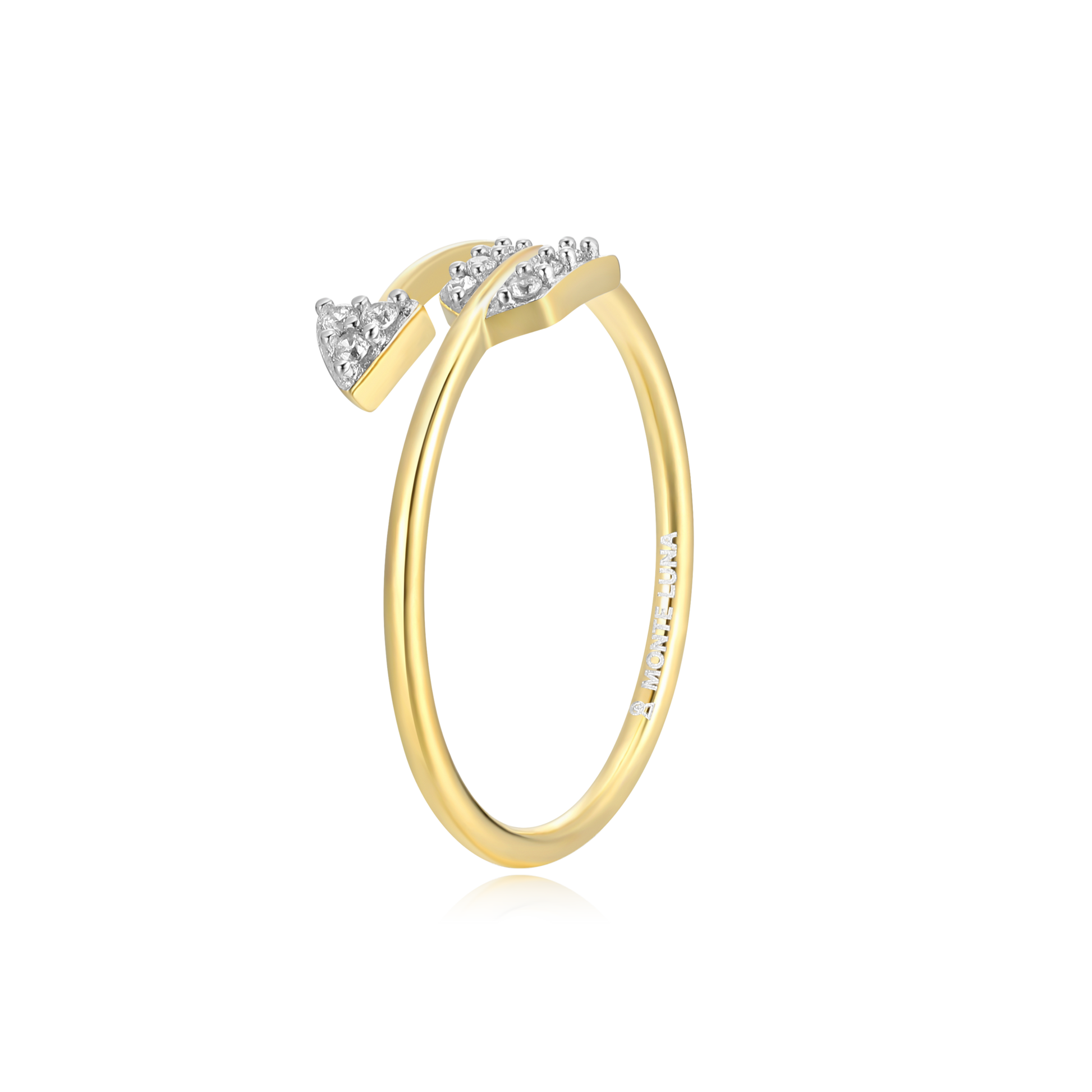 Arrow Bypass Ring in 14K Yellow Gold-Plated Sterling Silver | M by Monte Luna