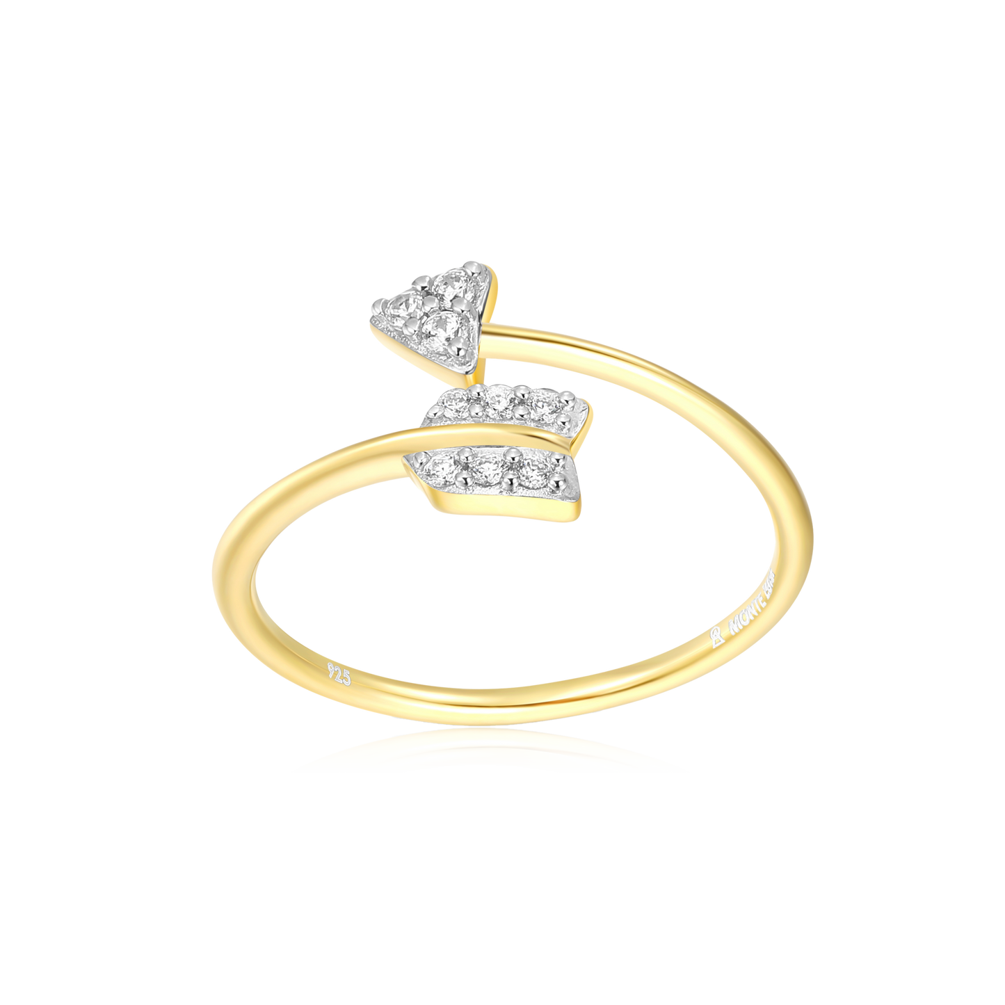 Arrow Bypass Ring in 14K Yellow Gold-Plated Sterling Silver | M by Monte Luna