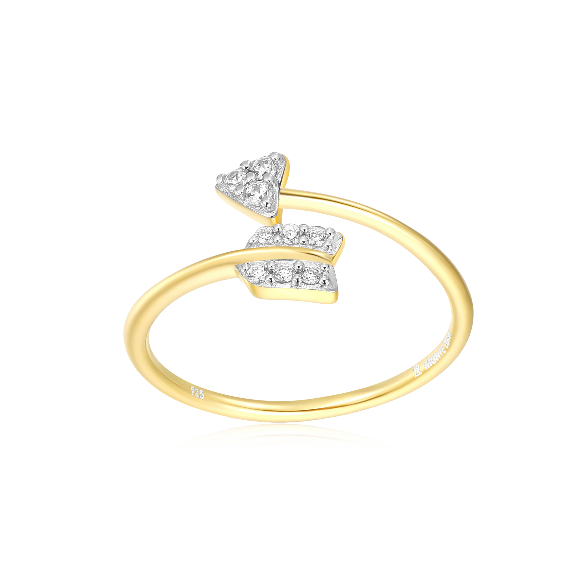 Arrow Bypass Ring in 14K Yellow Gold-Plated Sterling Silver | M by Monte Luna