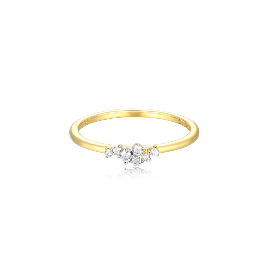 Scattered Lab-Created Diamond Stackable Ring in 14K Yellow Gold-Plated Sterling Silver | M by Monte Luna