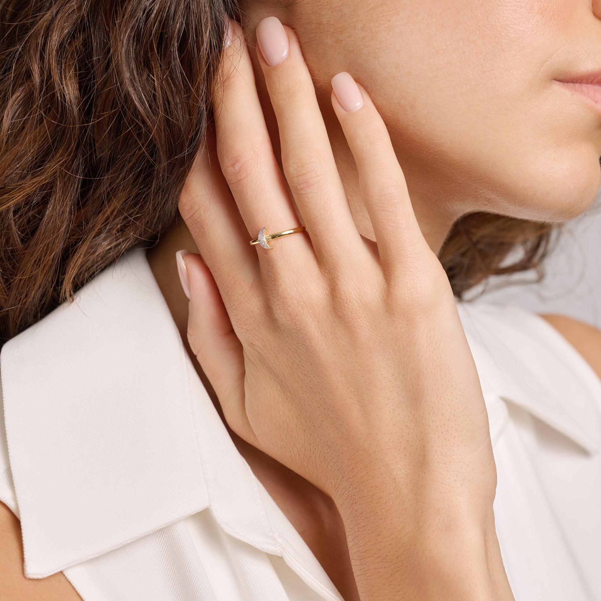 Crescent Statement Ring in 14K Yellow Gold-Plated Sterling Silver | M by Monte Luna