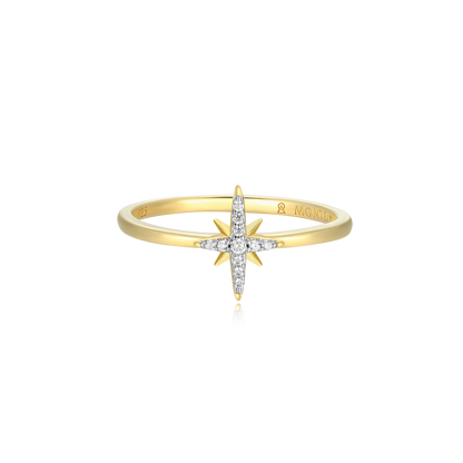 North Star Statement Ring in 14K Yellow Gold-Plated Sterling Silver | M by Monte Luna