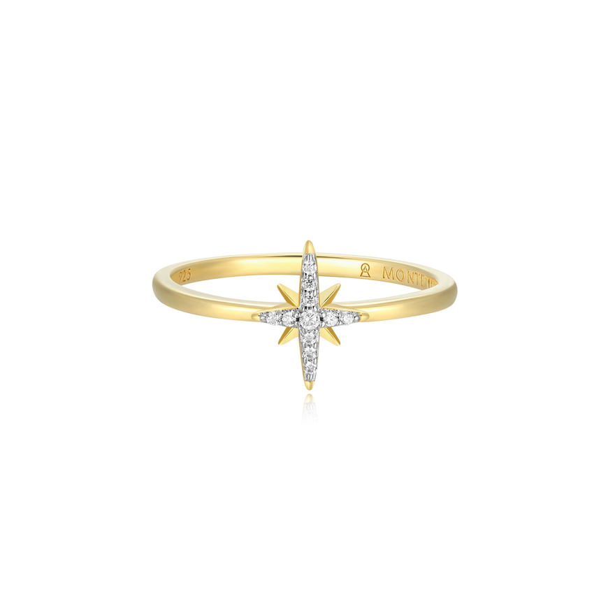 North Star Statement Ring in 14K Yellow Gold-Plated Sterling Silver | M by Monte Luna