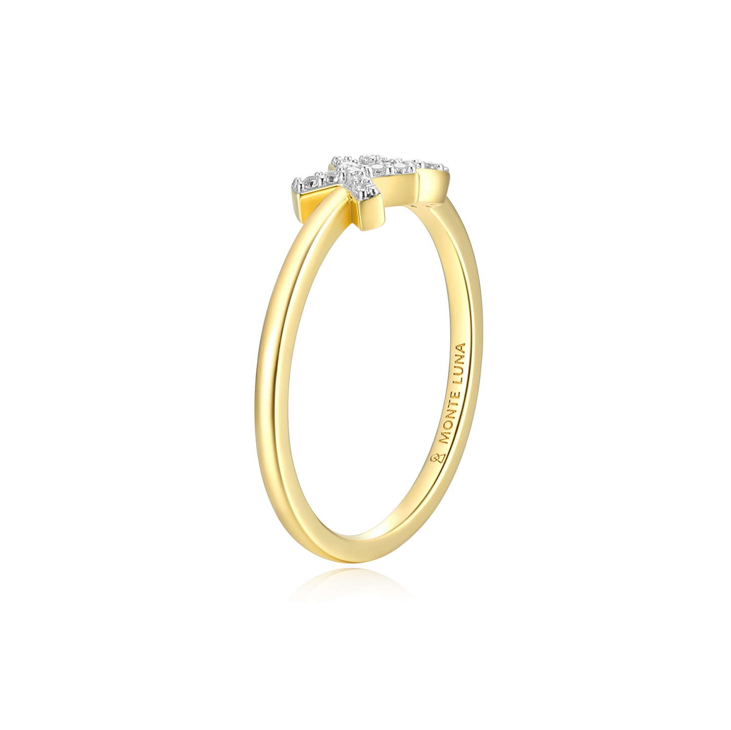 XO Stackable Ring in 14K Yellow Gold-Plated Sterling Silver | M by Monte Luna