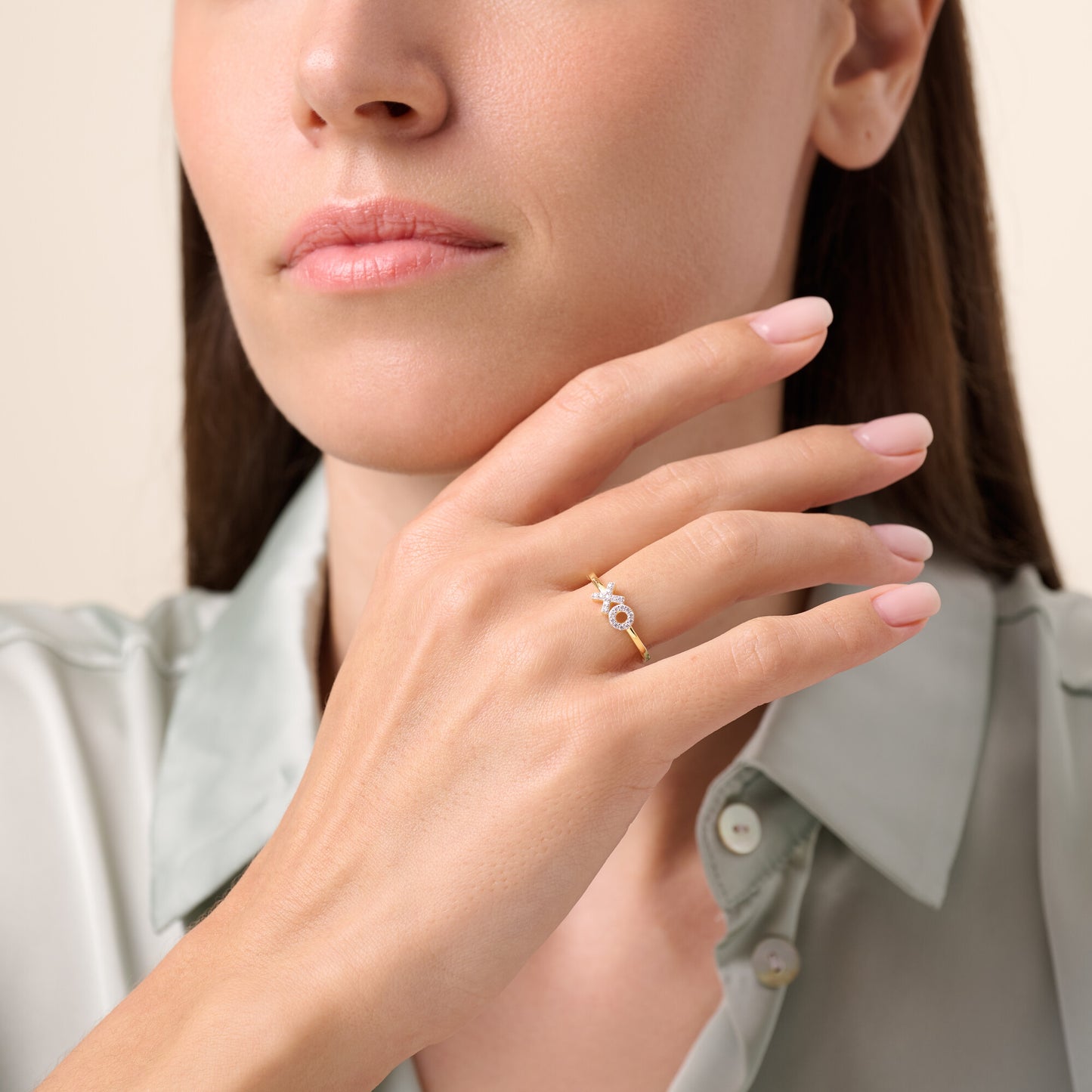 XO Stackable Ring in 14K Yellow Gold-Plated Sterling Silver | M by Monte Luna