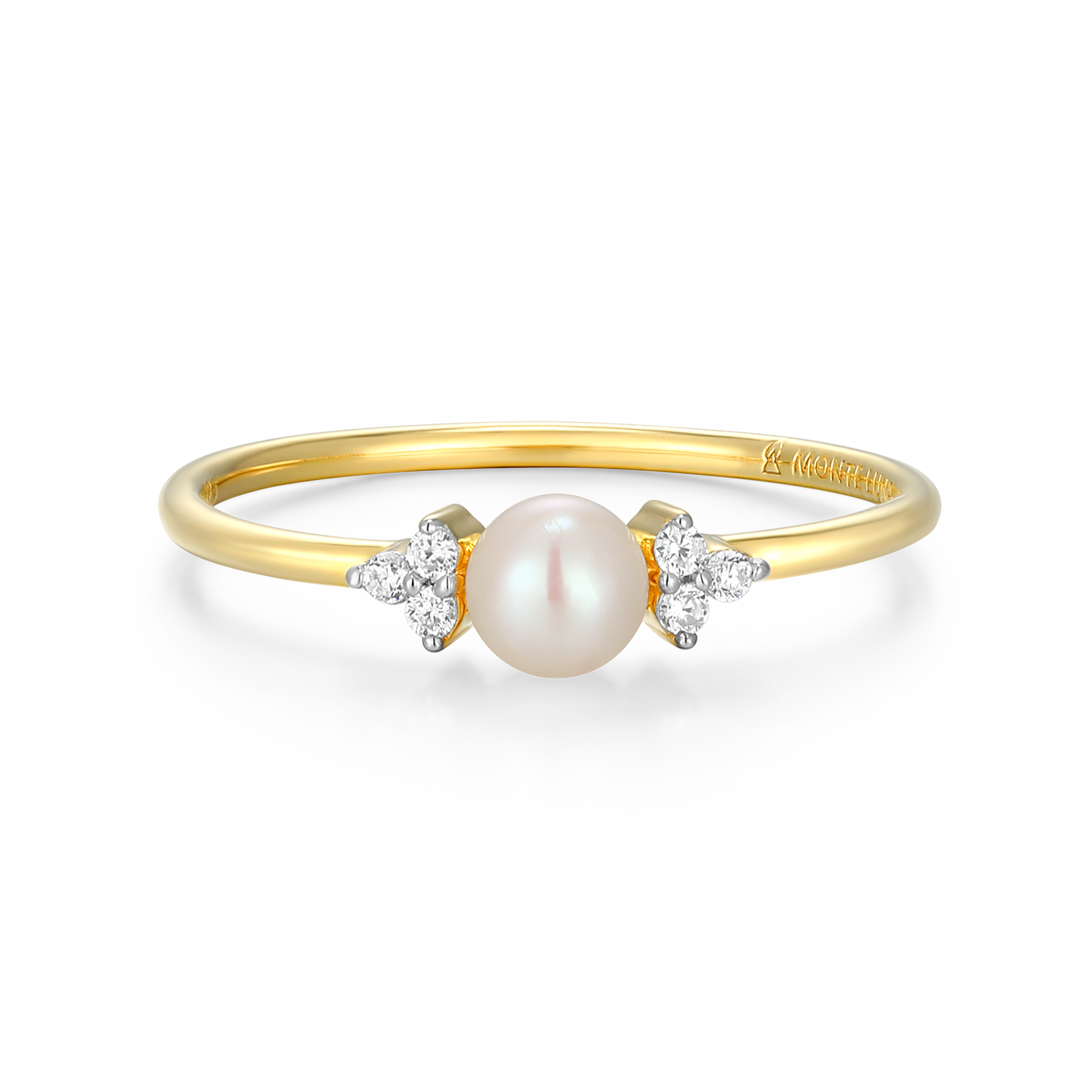 Genuine Pearl & Lab-Created Diamond Cluster Ring in 14K Gold & Rhodium ...