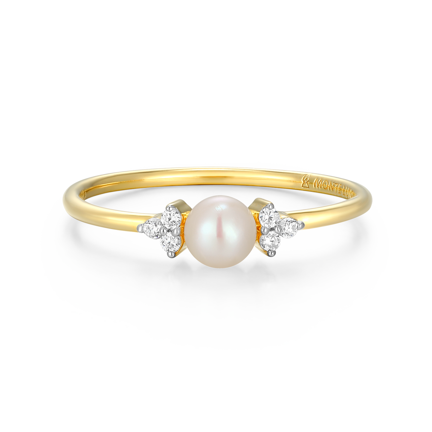 Genuine Pearl & Lab-Created Diamond Cluster Ring in 14K Gold & Rhodium-Plated Sterling Silver | M by Monte Luna