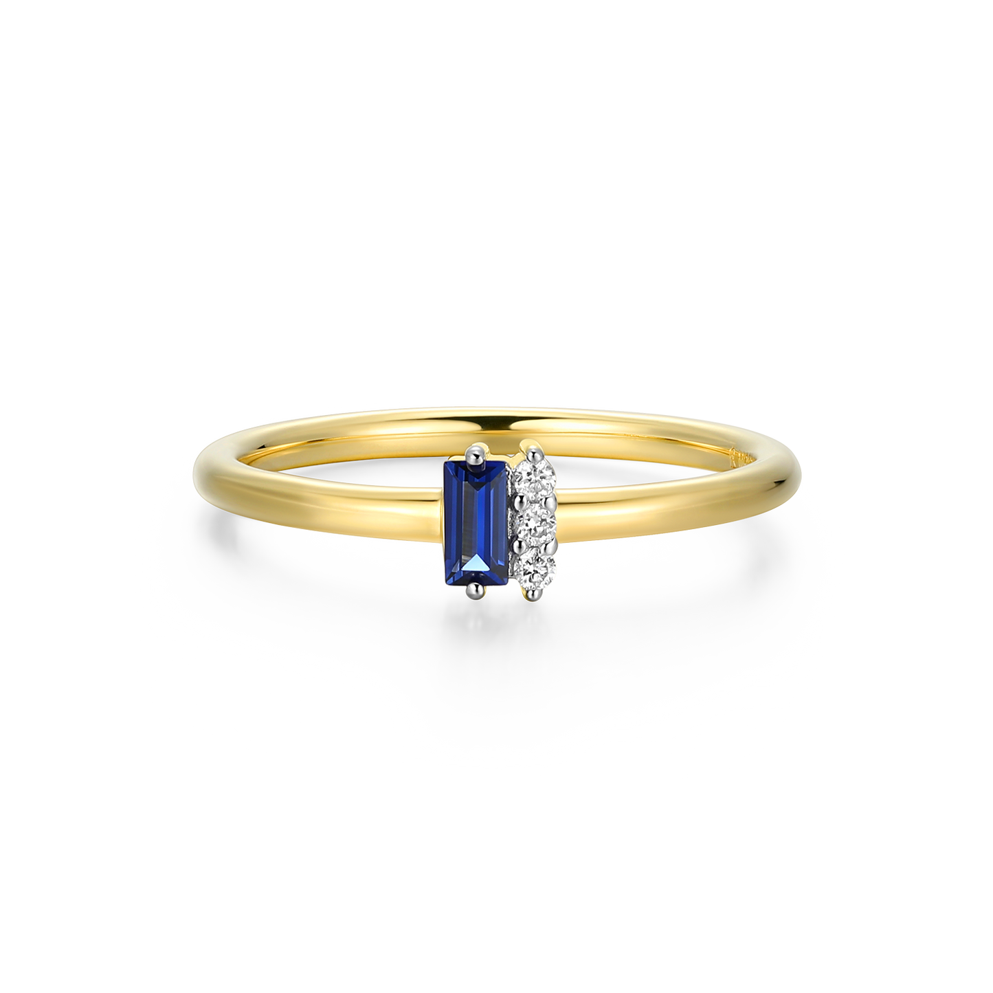 Lab-Created Sapphire Baguette & Diamond Round Cluster Ring in 14K Gold & Rhodium-Plated Sterling Silver | M by Monte Luna