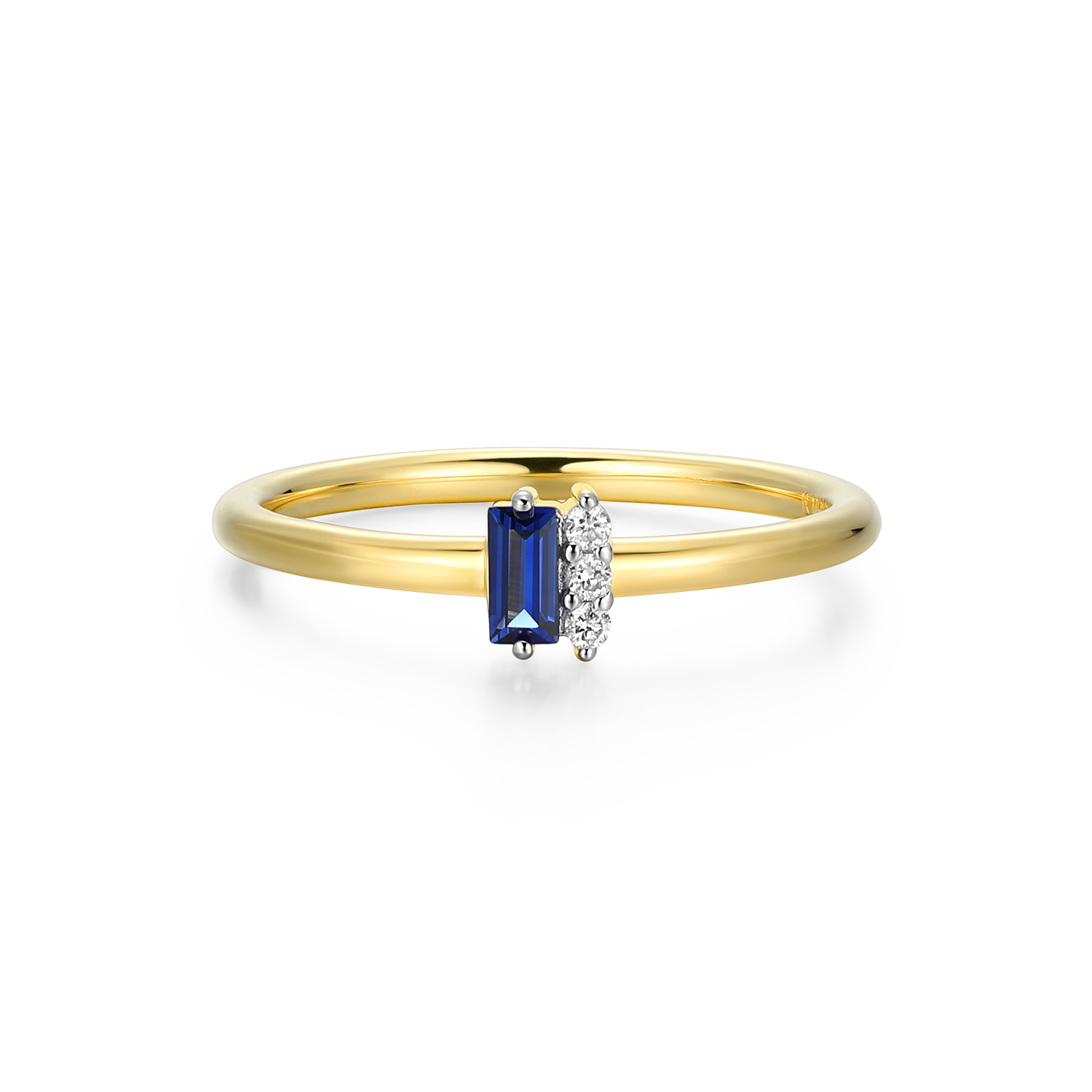 Lab-Created Sapphire Baguette & Diamond Round Cluster Ring in 14K Gold & Rhodium-Plated Sterling Silver | M by Monte Luna