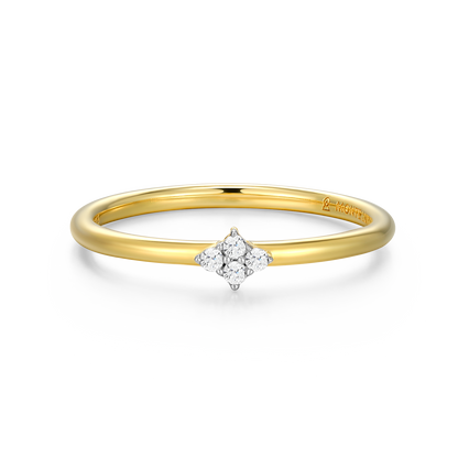 Four Cluster Lab-Created Diamond Ring in 14K Gold & Rhodium-Plated Sterling Silver | M by Monte Luna