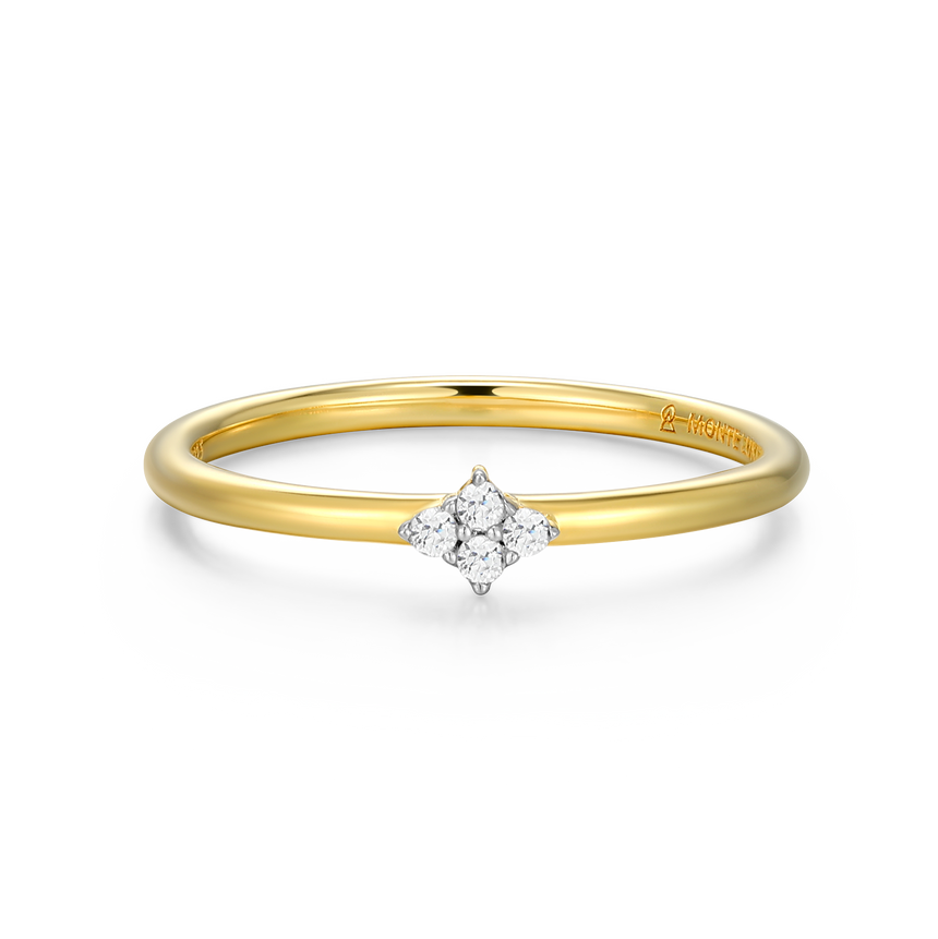 Four Cluster Lab-Created Diamond Ring in 14K Gold & Rhodium-Plated Sterling Silver | M by Monte Luna