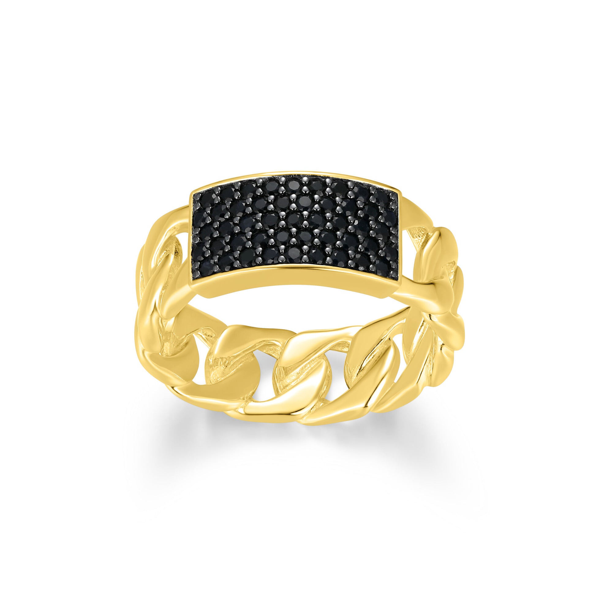 UR0119 - Links Genuine Black Sapphire Cuban Chain Ring | ethos