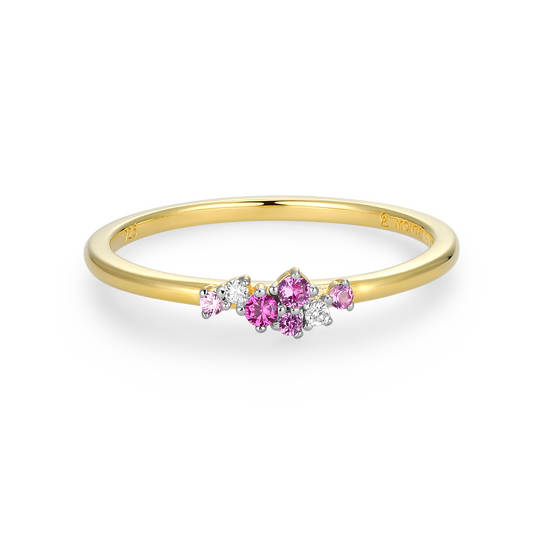 Scattered Ombre Lab-Created Ruby & Diamond Ring in 14K Gold & Rhodium-Plated Sterling Silver | M by Monte Luna