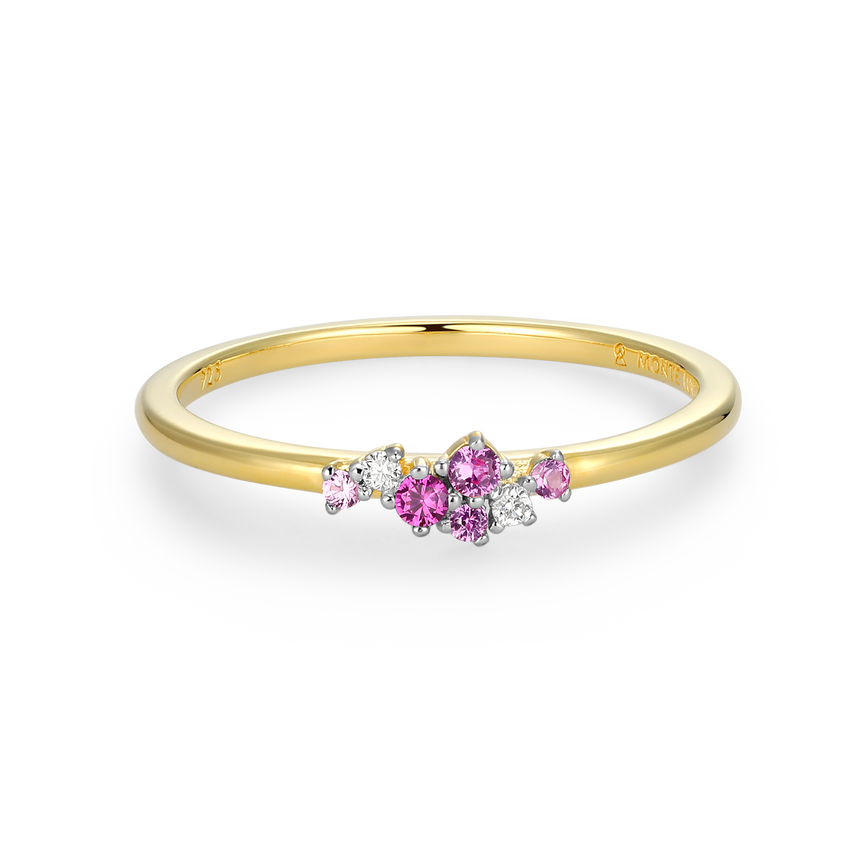 Scattered Ombre Lab-Created Ruby & Diamond Ring in 14K Gold & Rhodium-Plated Sterling Silver | M by Monte Luna