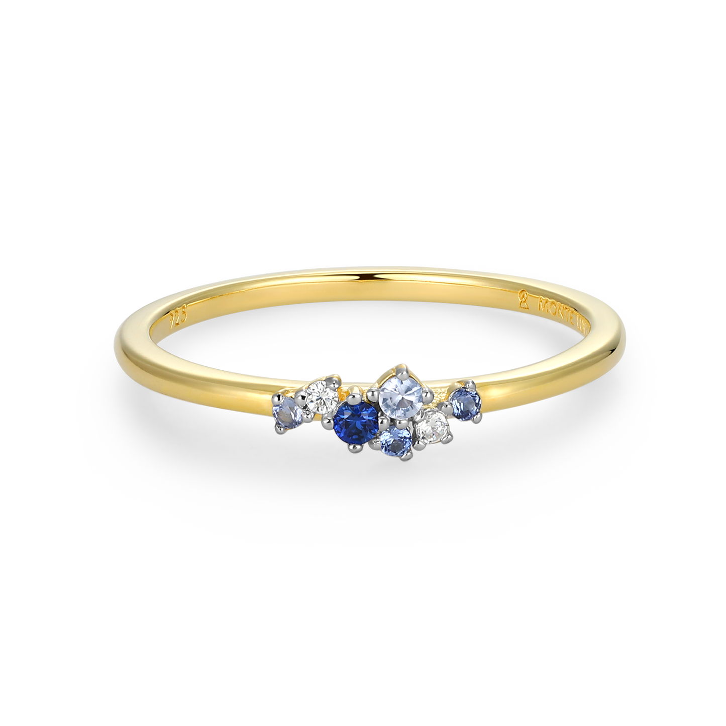 Scattered Ombre Lab-Created Sapphire & Diamond Ring in 14K Gold & Rhodium-Plated Sterling Silver | M by Monte Luna