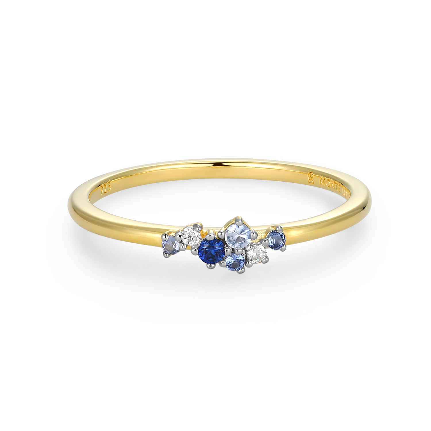 Scattered Ombre Lab-Created Sapphire & Diamond Ring in 14K Gold & Rhodium-Plated Sterling Silver | M by Monte Luna