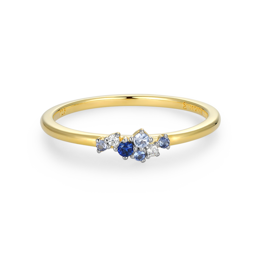 Scattered Ombre Lab-Created Sapphire & Diamond Ring in 14K Gold & Rhodium-Plated Sterling Silver | M by Monte Luna