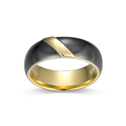Eclipse Two-Tone Eternity Band Ring in Gunmetal & 14K Yellow Gold-Plated Sterling Silver | ethos