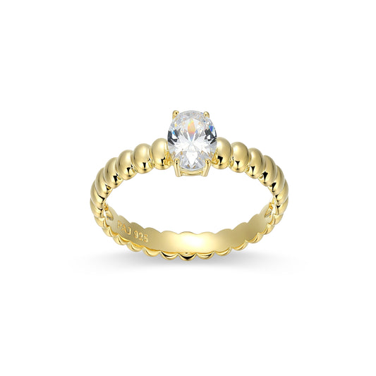 RR0190Y - Oval-Cut CZ Domed Band Ring | reign