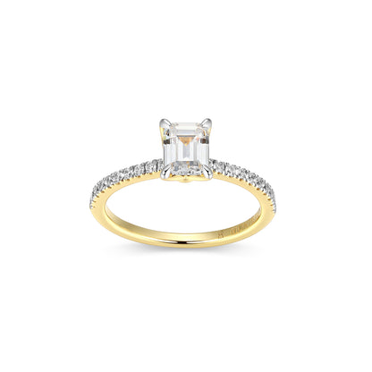 MR0142Y6 - Emerald Solitaire Pavé Ring | Monte Luna