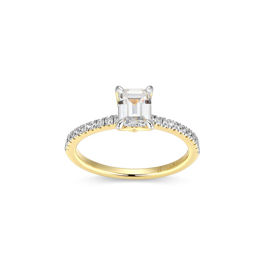 MR0142Y6 - Emerald Solitaire Pavé Ring | Monte Luna
