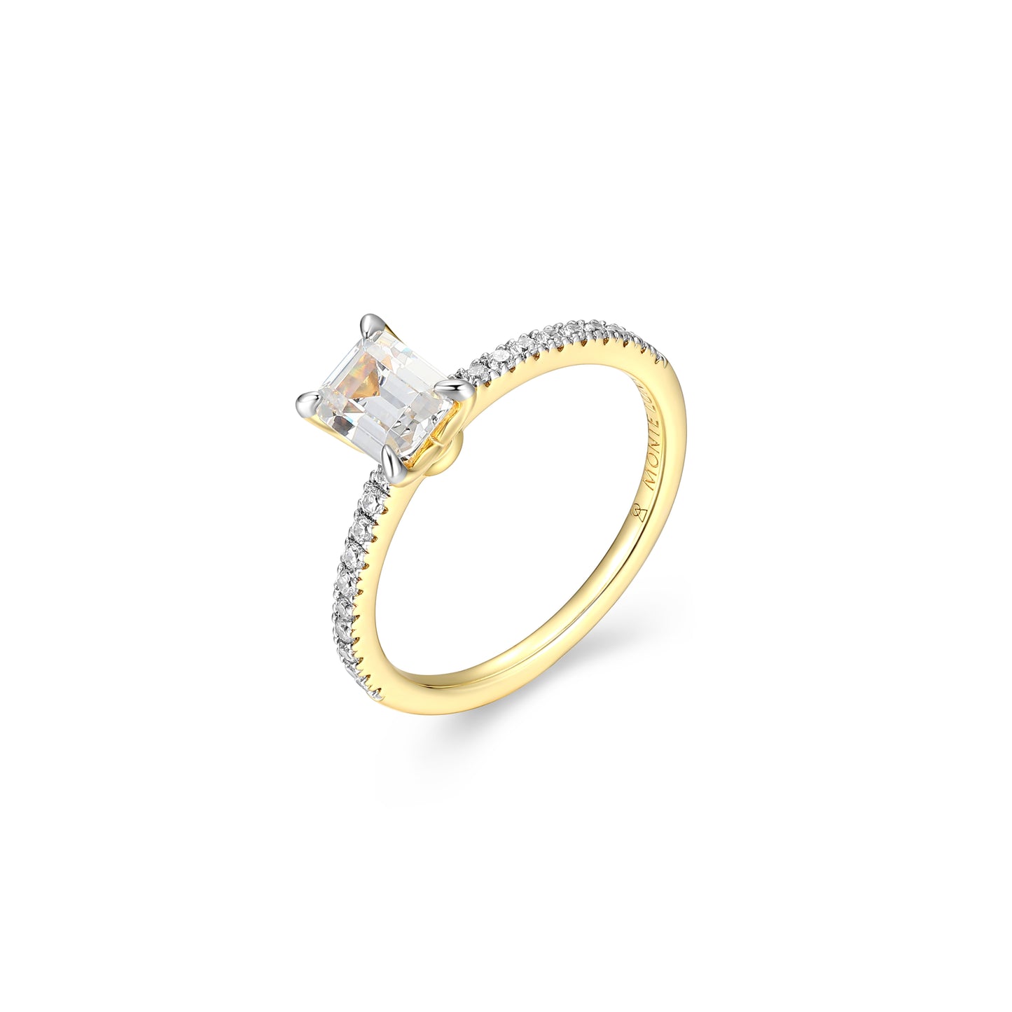 MR0142Y6 - Emerald Solitaire Pavé Ring | Monte Luna
