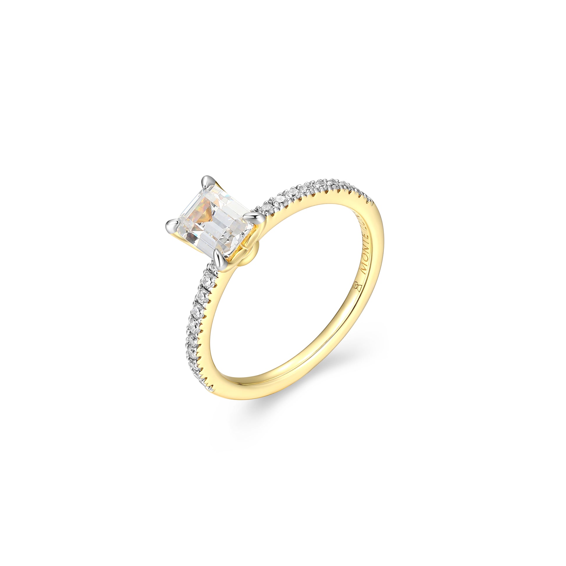 MR0142Y6 - Emerald Solitaire Pavé Ring | Monte Luna
