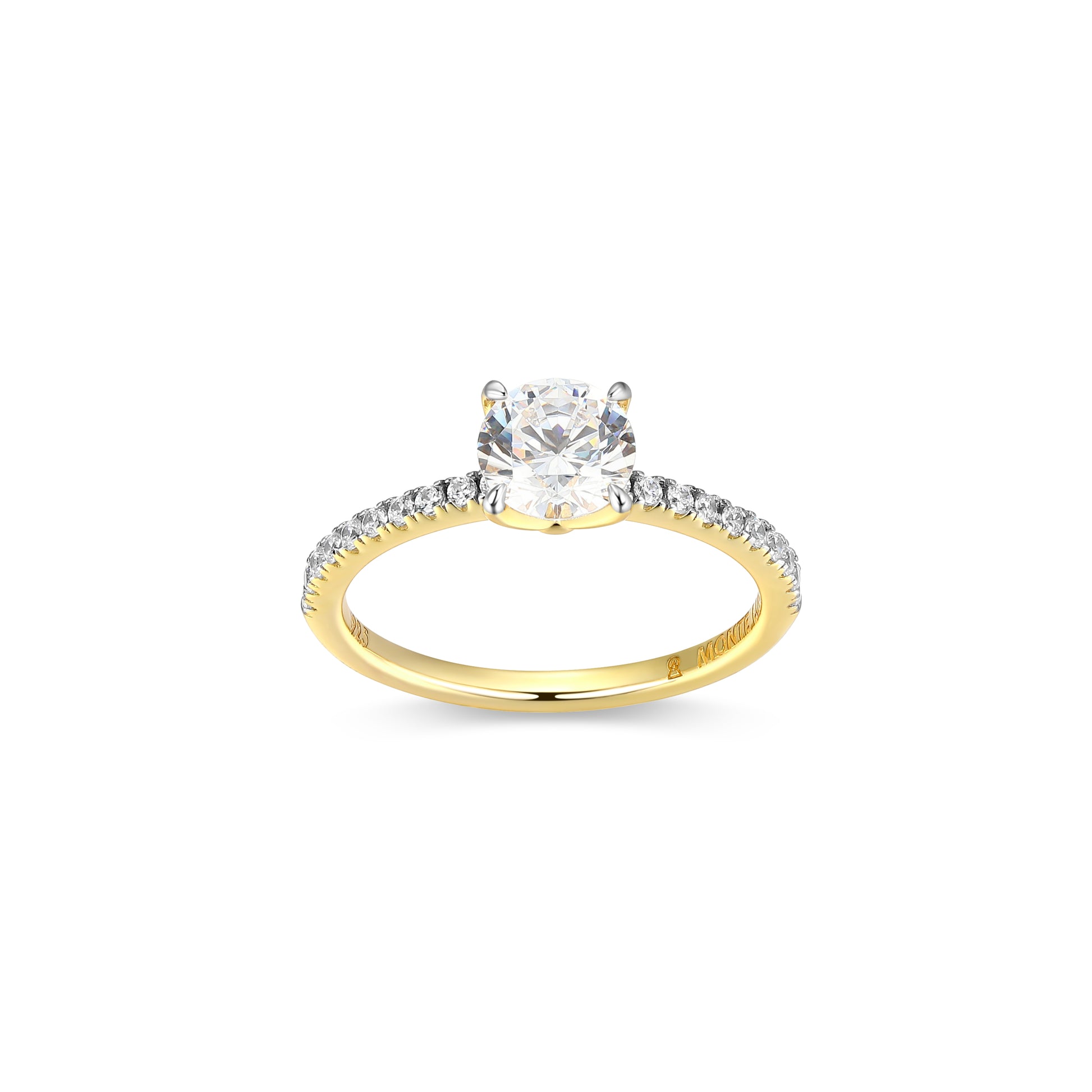 MR0141Y6 - Round Solitaire Pavé Ring | Monte Luna