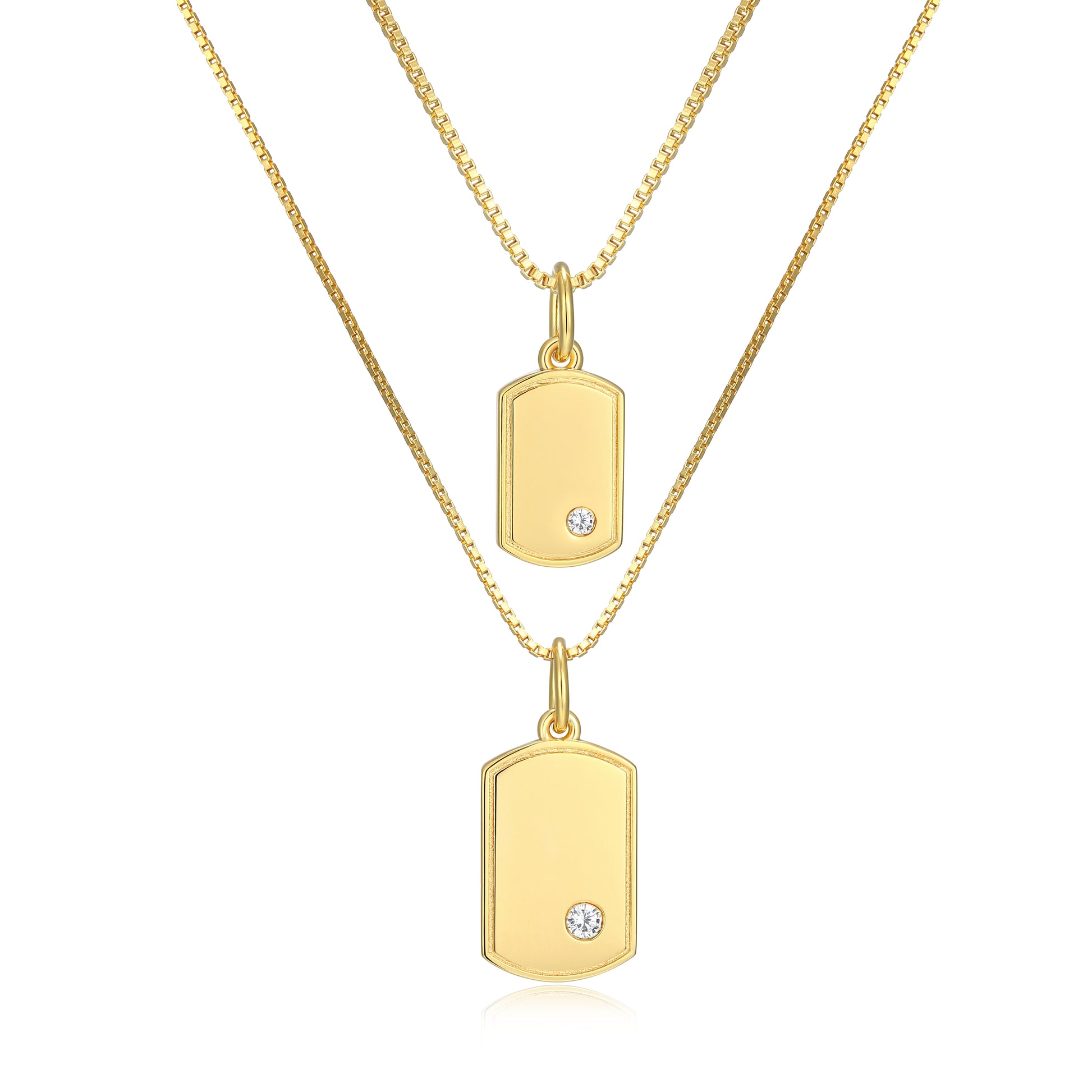 RN0221SET - Mini Me Petite Dog Tag Necklace Set | Reign